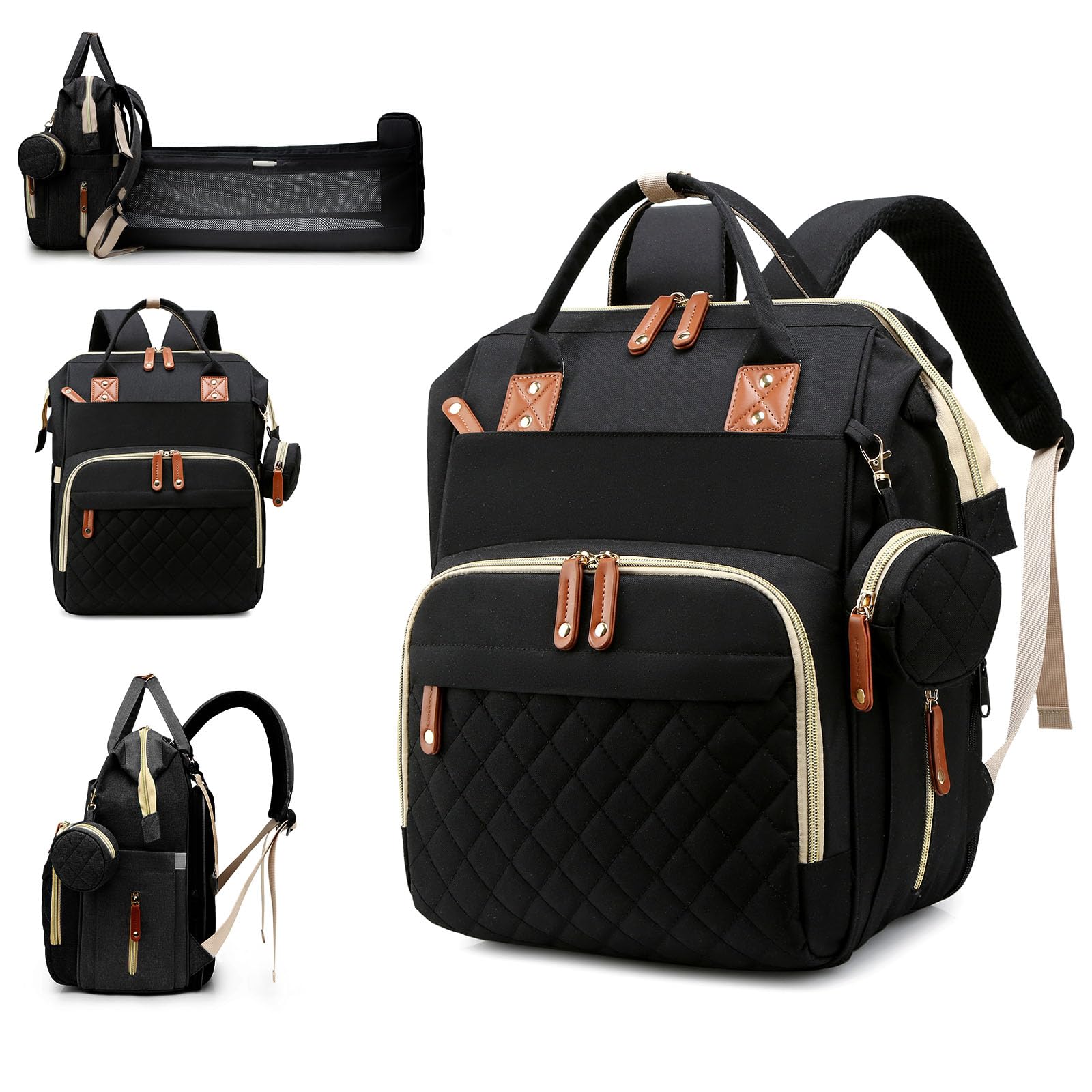 Photo 1 of Awanhe Baby Diaper Bag Backpack with Changing Station, Waterproof Bags for Boys & Girls, USB Charging Port, Black