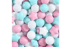 Realhaha Star Ball Pit Balls 100 Crush Proof Plastic Ball, Ball Pit Balls for A Toddler in Reusable and Durable Storage Mesh Bag with Zipper