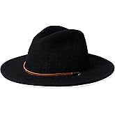 Brixton Men's Field Wide Brim Felt Fedora Hat, black, Medium