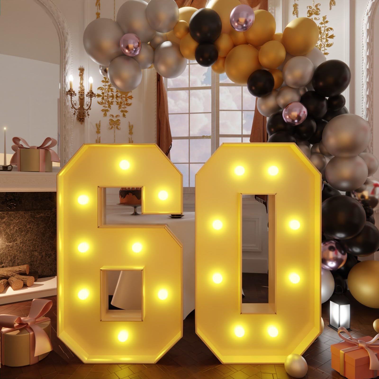 Photo 1 of imprsv 3FT Marquee Light Up Numbers, Marquee Numbers 60th Birthday Decorations for Women Men, 60th Birthday 