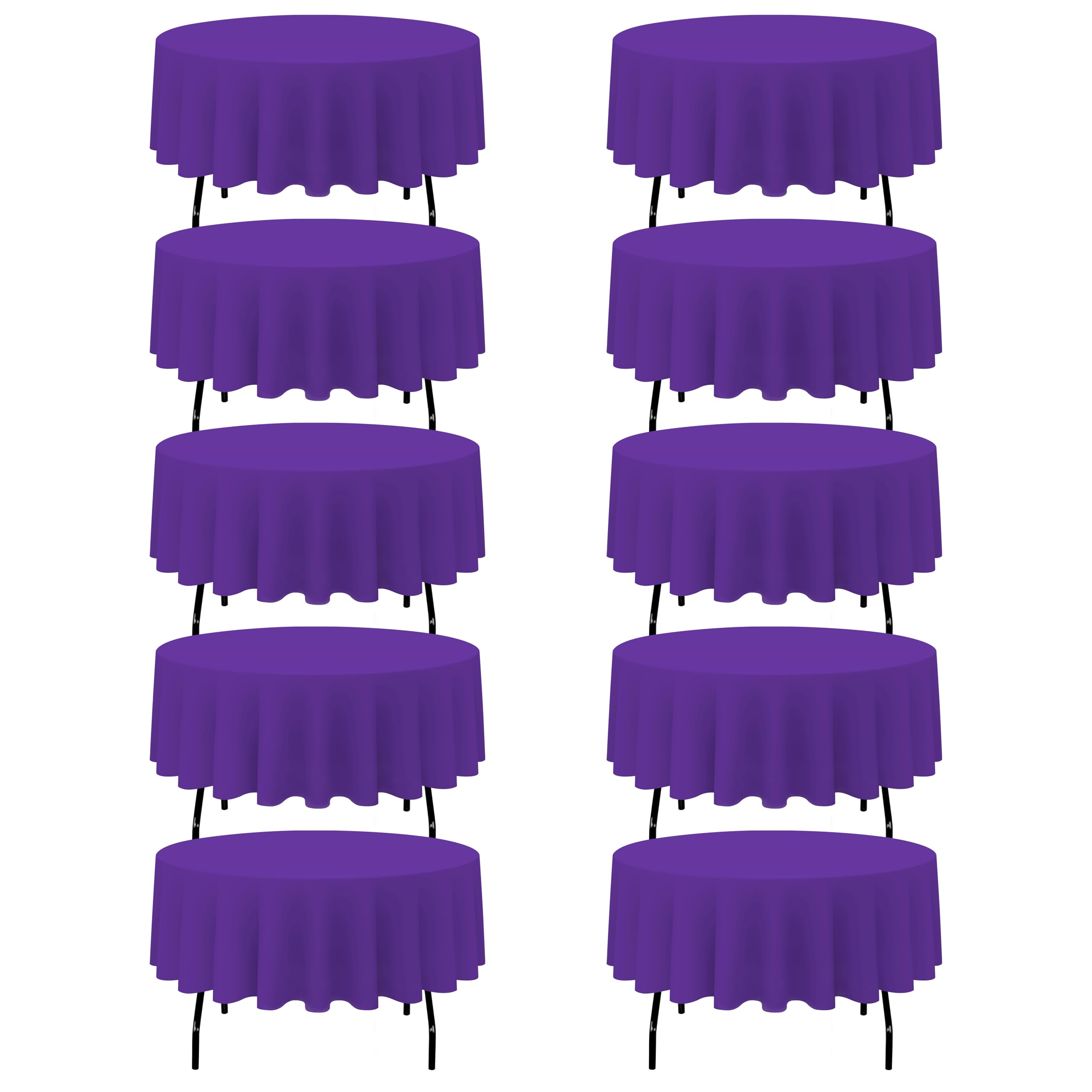 Photo 1 of BRILLMAX 10 Pack Purple Round Tablecloths 90 Inch - Circle Bulk Linen Polyester Fabric Washable Table Cloth Cover for Wedding Reception Banquet Birthday Party Buffet Restaurant