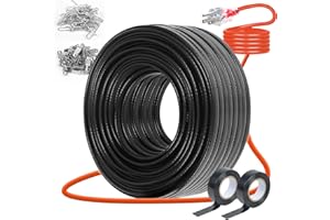 WUFOTY 100FT Heat Tape for Water Pipes,Heating Cable for Pipe Freeze Protection,Water Pipe Insulation/Roof Snow De-Icing, Deicing Heating Cable,Self Regulating Temperature with Mounting Buckle,120V 8W/ft
