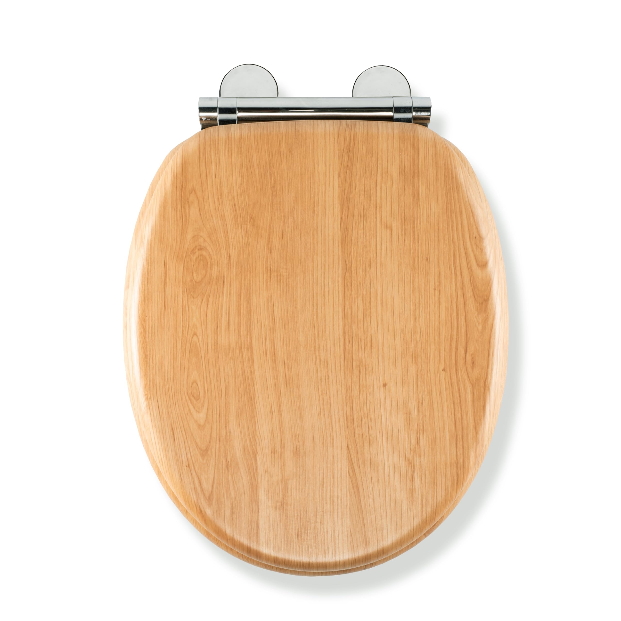 Croydex Hartley Flexi-Fix Soft Close Toilet Seat - Quick Release Button for Easy Cleaning and Adjustable Hinges with Top and Bottom Fixings, Antibacterial Heavy Duty Toilet Seat (Light Oak Wood)