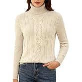 DAIMIDY Women's Turtleneck Sweater Cable Knit Long Sleeve Chunky Fall Sweaters Knit Pullover Tops