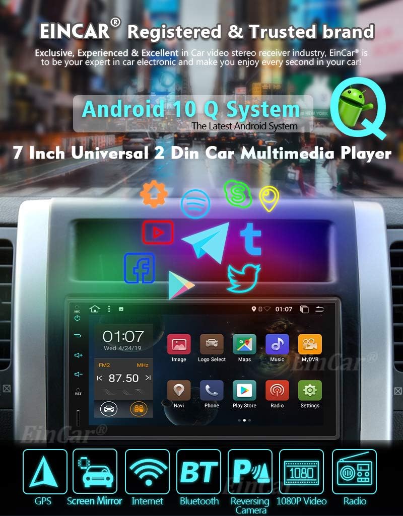 Double Din Android 10.0 Car Stereo 7 Inch Touch Screen Car Radio with