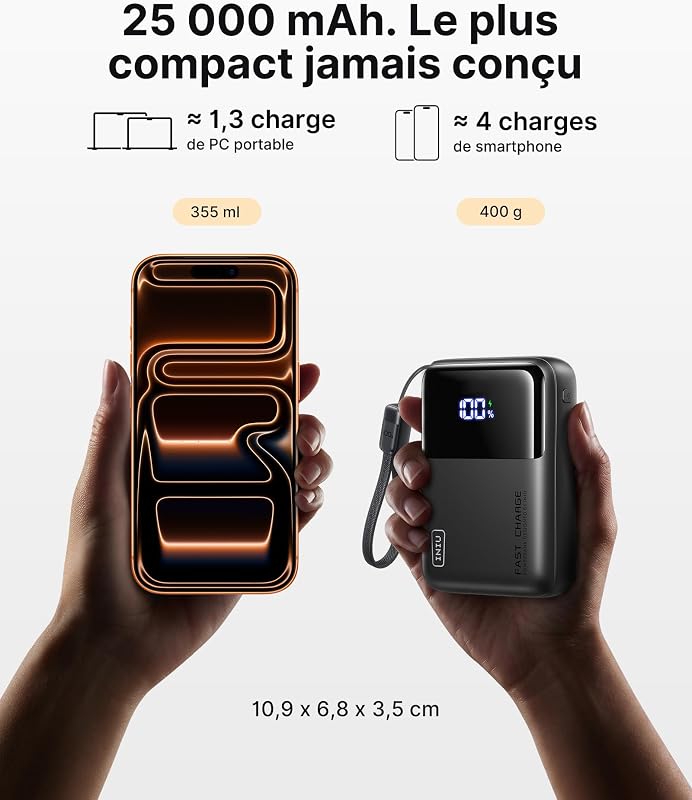 Batterie Externe pour Ordinateur, Petit 100W 25000mAh USB C Power Bank