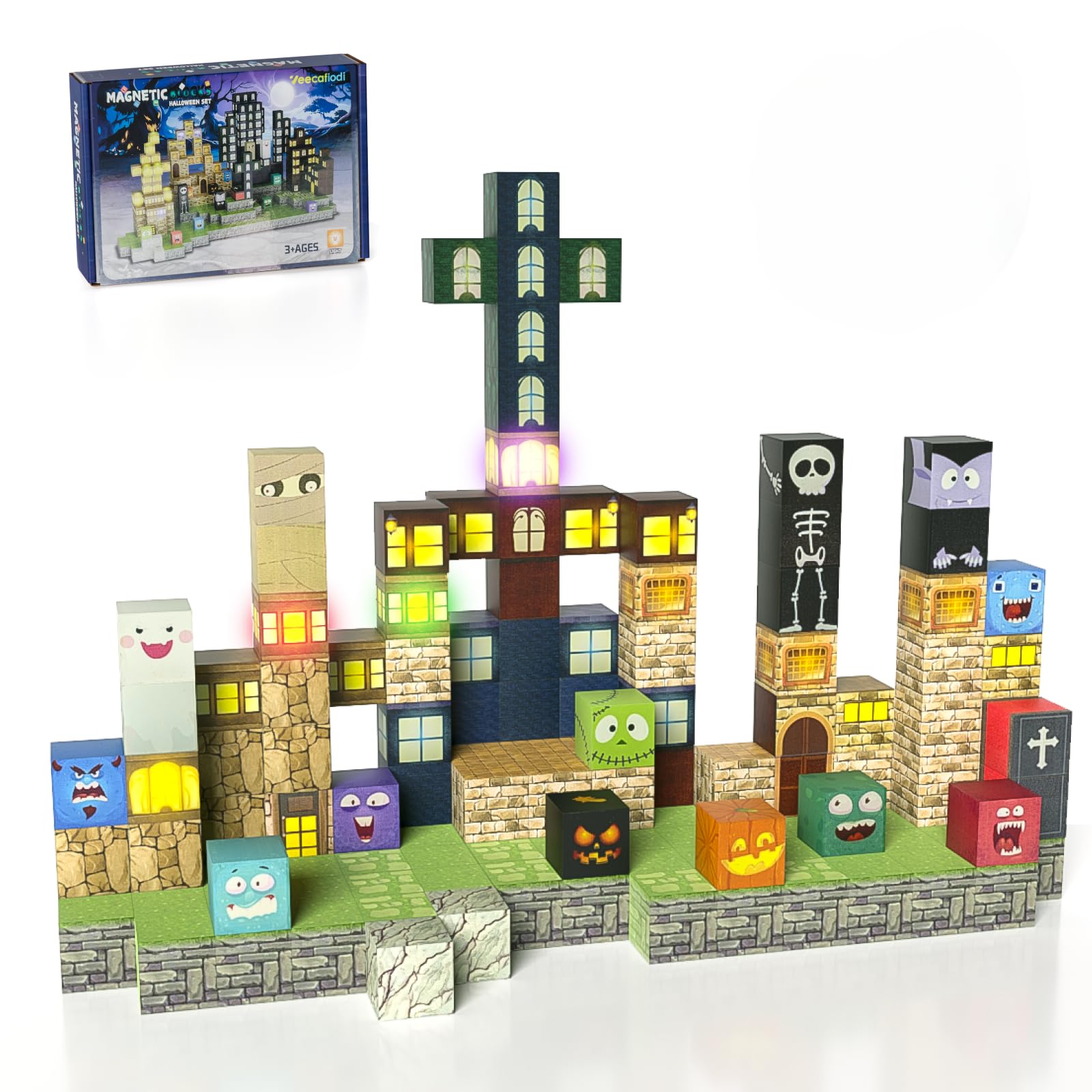 Photo 1 of 137PCS Magnetic Blocks - Magnetic Building Blocks, World Magnetic Lights Tiles Kids Build Cubes, STEM Toys for 3-5 4-8 5-7 Year Old Boys and Girls, Sensory Creative Activities Christmas Birthday Gift