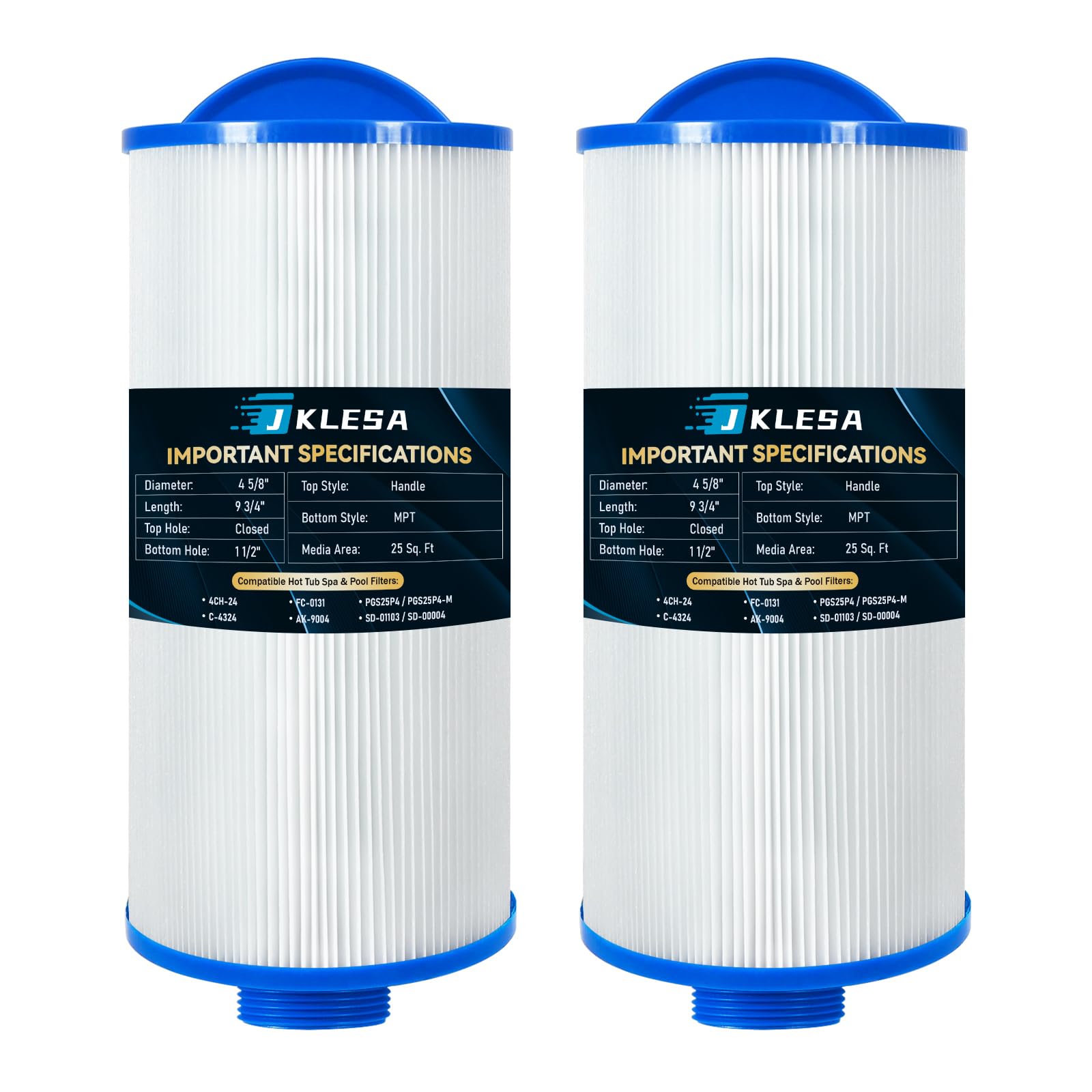 Photo 1 of 4CH-24 Spa Filter Compatible with Unicel 4CH-24, Pleatco PGS25P4, Filbur FC-0131, Aladdin 12519, Baleen AK-9004, Darlly 40260, XLS-434, SD-01103, SD-00004 Hot Tub Filter Cartridge, 2 Pack, 25 Sq. Ft