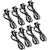 SOLUTEK 12" Guitar Pedal Power Cable, 12 Inch Angled to Angled, 8 Pack | Space-Saving &amp; Tidy Pedalboard Wiring | No hum | No Voltage Drop| 5.5*2.1mm Center Negative | Stage Durable