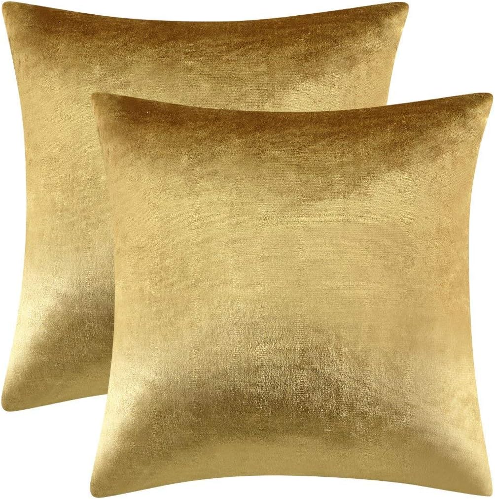 Gigizaza Gold Cushion Covers 50cm x 50cm Velvet Decorative Square Throw