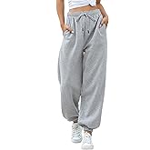 Womens Cinch Bottom Sweatpants Pockets High Waist Sporty Gym Athletic Fit Jogger Pants Lounge Trousers
