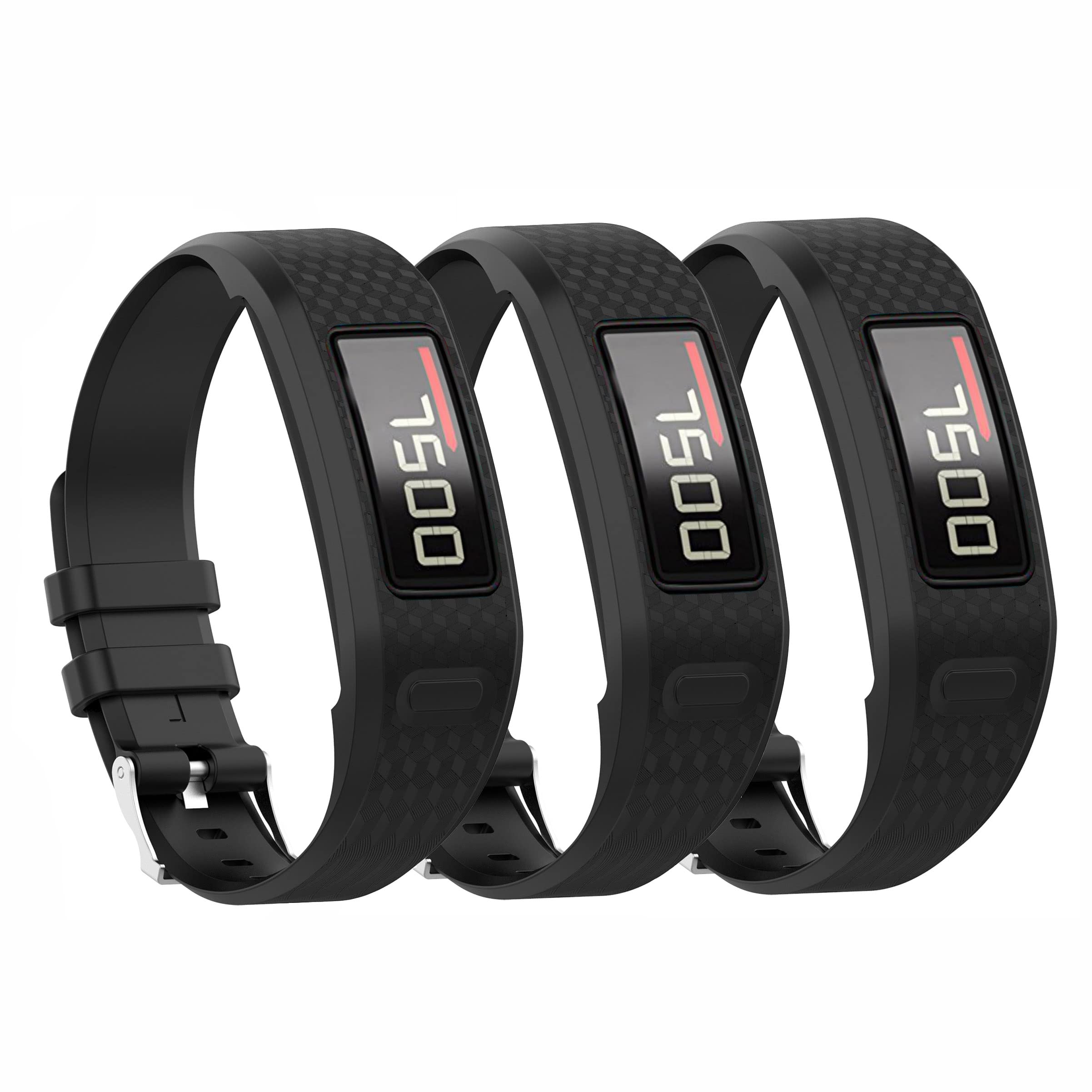 3 Pack Replacement Strap Compatible for VivoFit 2/1, Large Soft Silicone Watch Strap Wristbands for Women Men, Black
