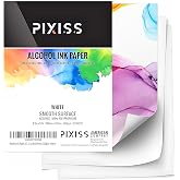 White Alcohol Ink Paper - 25 Sheets Pixiss Heavy Weight Art Paper for Alcohol Ink &amp; Watercolor - Extra Smooth Synthetic Paper A4 8x12 inches, 300gsm