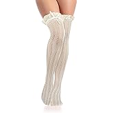 Benefeet Sox Thigh High Socks for Women with Bow Ruffle Frilly Long Knee High Stockings Cute Sexy Sheer Stockings
