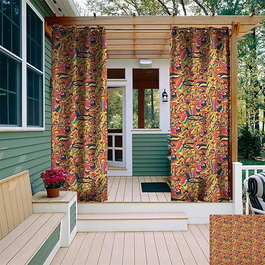 Amazon Com Leinuoyi Tribal Outdoor Curtain Panel Design Funky