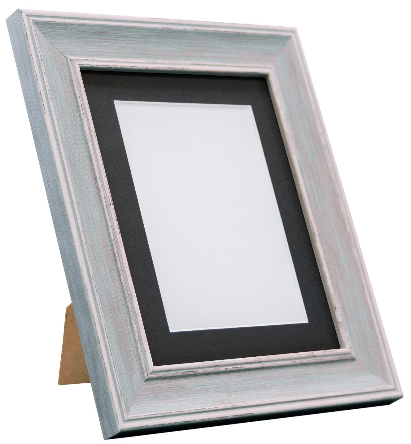 FRAMES BY POST Scandi Distressed Blue Picture Photo Frame with Black mount 40 x 50 cm For Image size — image 1