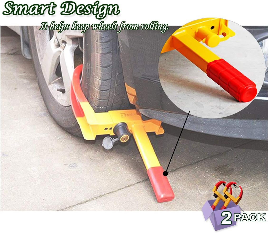 Zento Deals 2 Pack Security Tire Clamp Heavy Duty Anti- Theft Vehicle Wheel Lock: Automotive