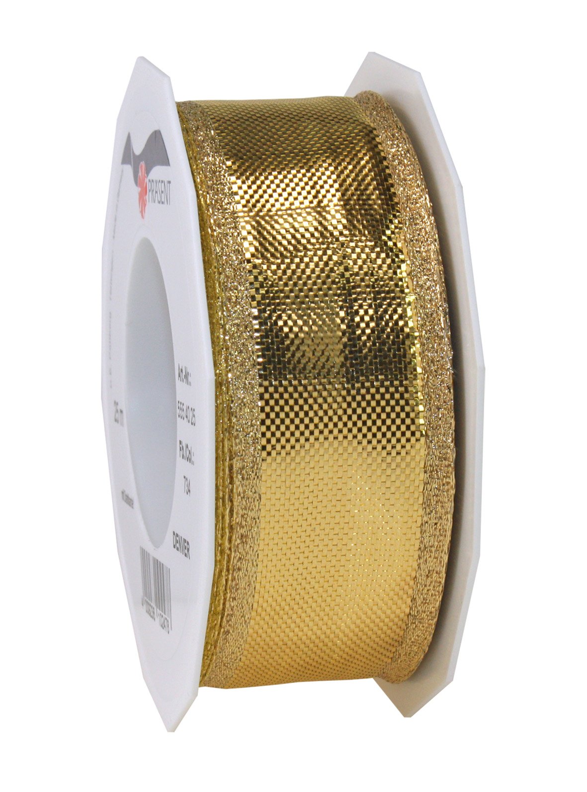 Präsent - Denver Metallic look Ribbon Light Gold 25-m-Roll 40 mm width