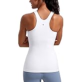 CRZ YOGA Butterluxe High Neck Tank Tops for Women - Racerback Workout Padded Yoga Athletic Camisole with Built in Bra