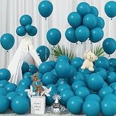 Jobkoo Peacock Blue Balloons 12 Inch, 100 Pack Turquoise Blue Balloon Teal Blue Latex Balloons Matte Dark Teal Aqua Blue Helium Balloons for Birthday Baby Shower Wedding Whale Theme Party Decorations