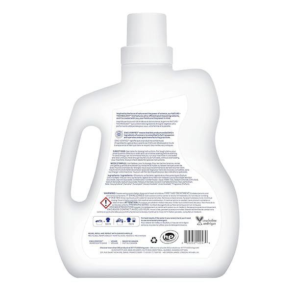 ATTITUDE LIQUID LAUNDRY DETERGENT, EWG VERIFIED, HE COMPATIBLE, PLANT-BASED & VEGAN, NATURAL LAUNDRY SOAP, LAVENDER SCENT, 40 LOADS, 67.6 FL OZ