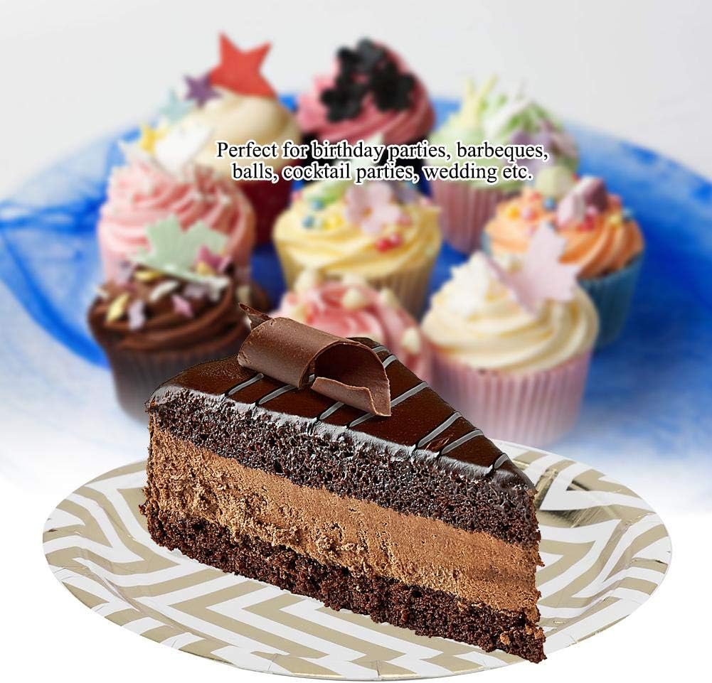 Cake Cups 8 Topincn Bronzante Wave Vaisselle Jetable Ensemble De Couverts A Gateau Snack Assiette A Rayures Assiettes En Papier Tasses Pailles Jetables Vaisselle Fete Decor Patisserie Cuisine Maison Centroarco Com