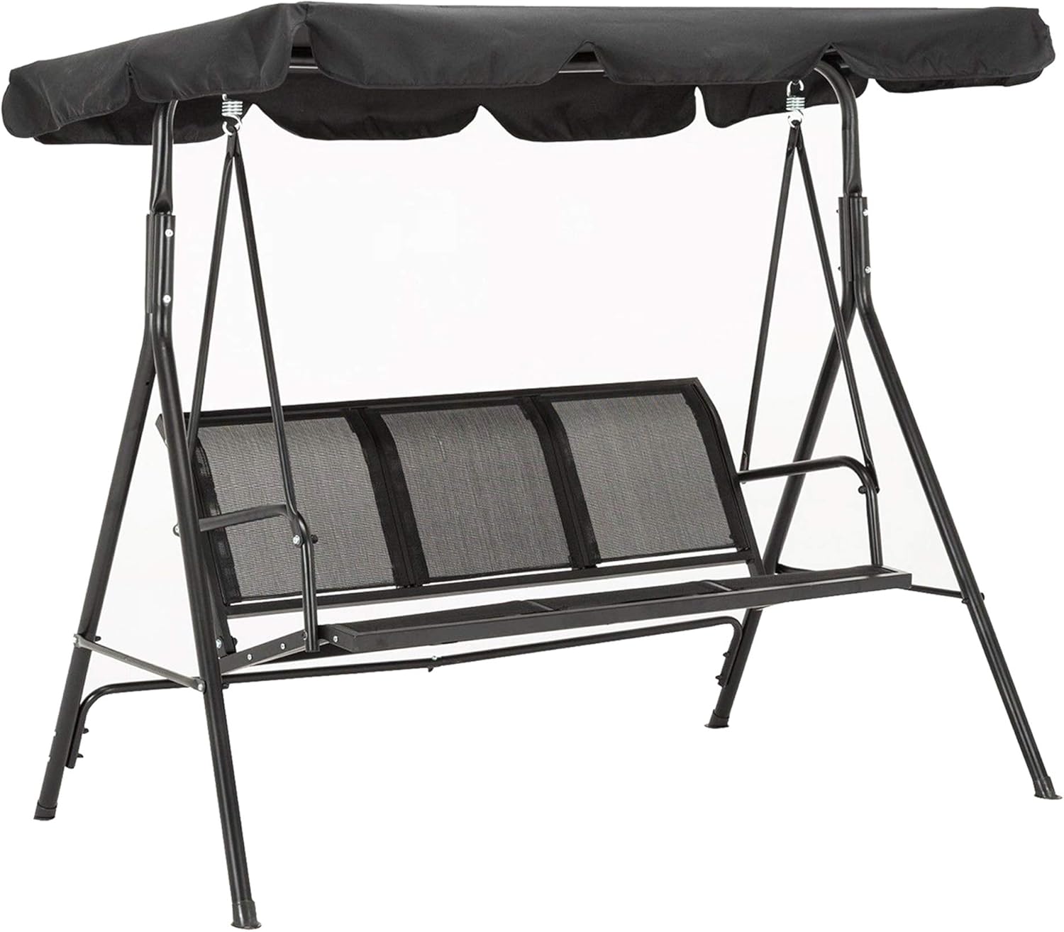 MCombo 3-Sitzer Hollywoodschaukel Gartenschaukel Gartenliege Schaukelbank 8007 (Schwarz)