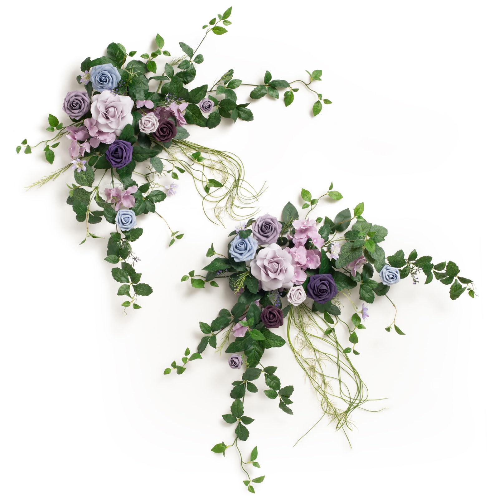 Photo 1 of Ling's moment 2PCS Purple Artificial Flower Garland Wedding Arch Flowers Lilac Floral Swags Table Centerpieces Lavender Greenery Arrangements for Easel Wall Entryway Board Backdrop Decor