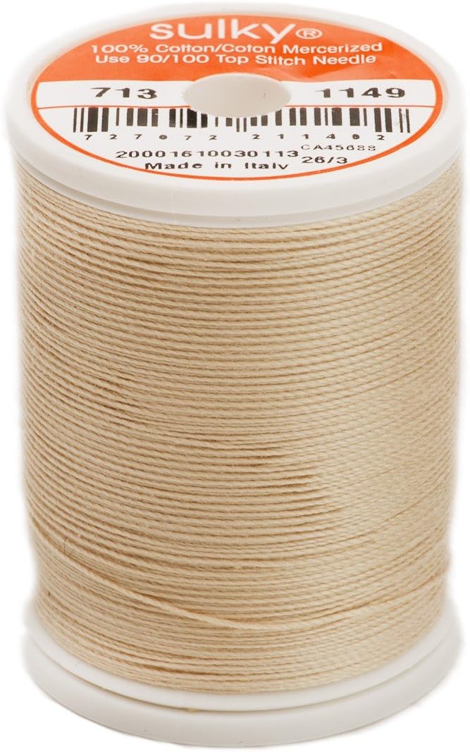 Sulky Of America 660d 12wt 2-Ply Cotton Thread, 330 yd, Deep Ecru