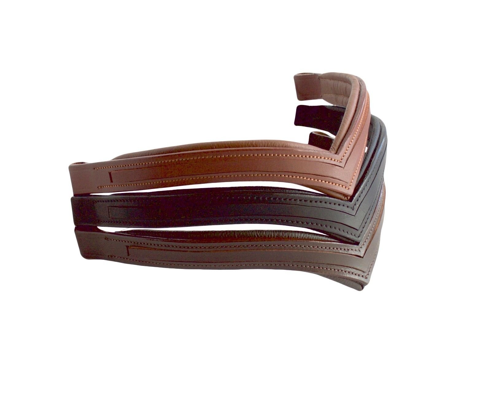 SIE Empty Channel Leather Horse Browbands V Shape (Full (16''), Black)