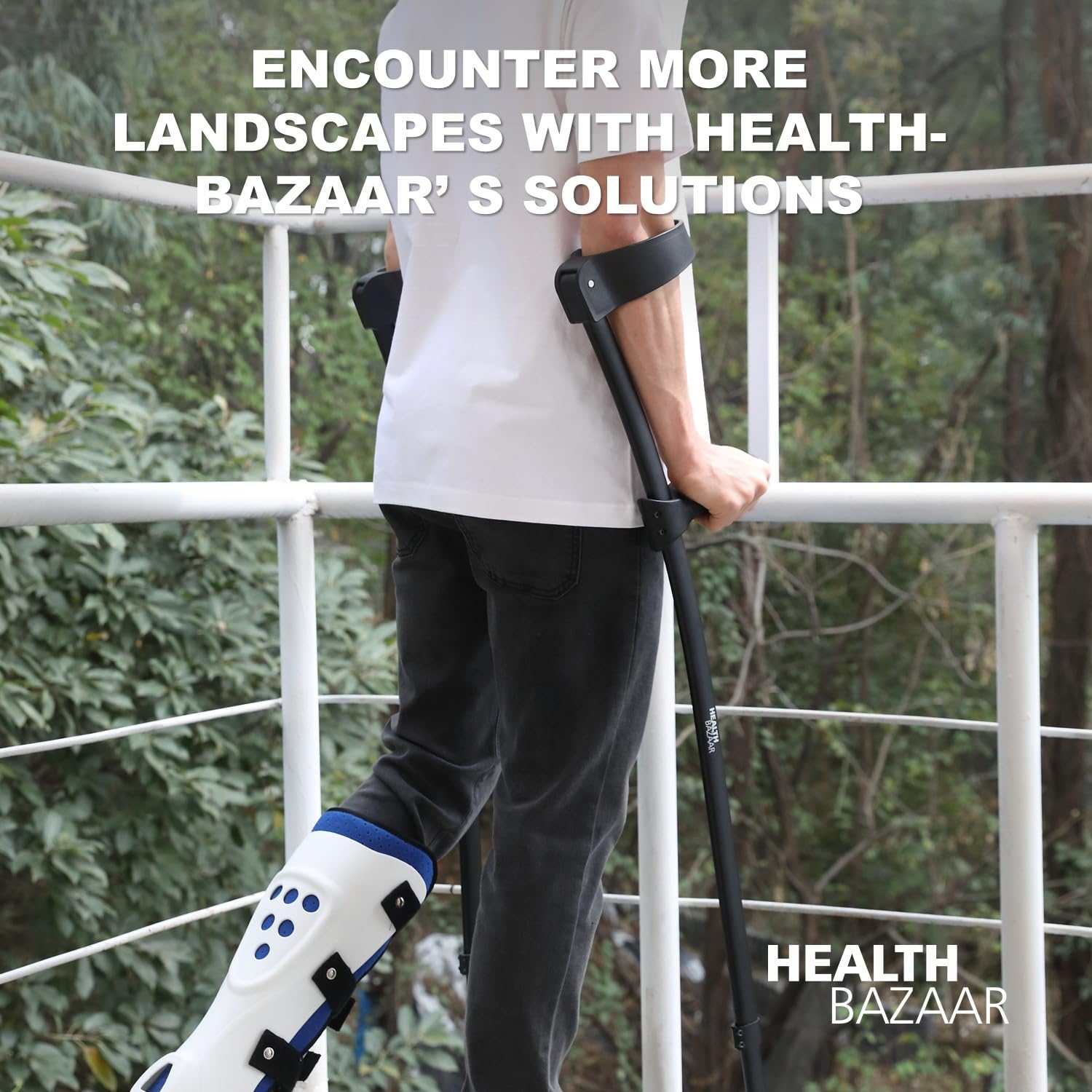 Forearm Crutches for Adults, Fashionable Elbow Crutches with Ergonomic Handgrips - Stepless Adjustable Height - All Terrain Tip & Slip-Resistant Base - Magnetic Grip