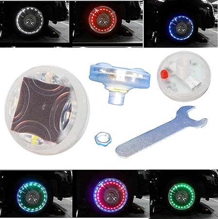 Amazon I Loop 車 用 ドレスアップ タイヤ バルブ ホイール イルミネーション 改良版 2個セット 14パターン Led 発光 ソーラー充電 電池不要 取り付け工具付き ライト 照明アクセサリー 車 バイク