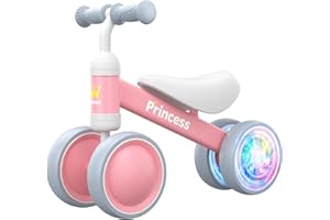 BEKILOLE Baby Balance Bike for 1 Year Old Girl Gifts, 12-24 Month Toddler Balance Bike, 4 Silent Wheels Pre-School First Ride On Toys, 1st Birthday Gifts