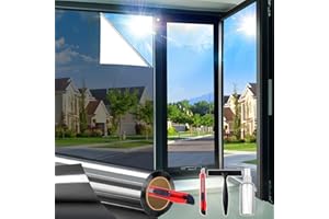 Savvy Choice Anti-Glare Sun Heat Control Window Privacy Film See Out Not in, Daytime One Way Privacy Window Film, Removable Window Tint for Home, Black Silver, 17.5 X 78.7 inch