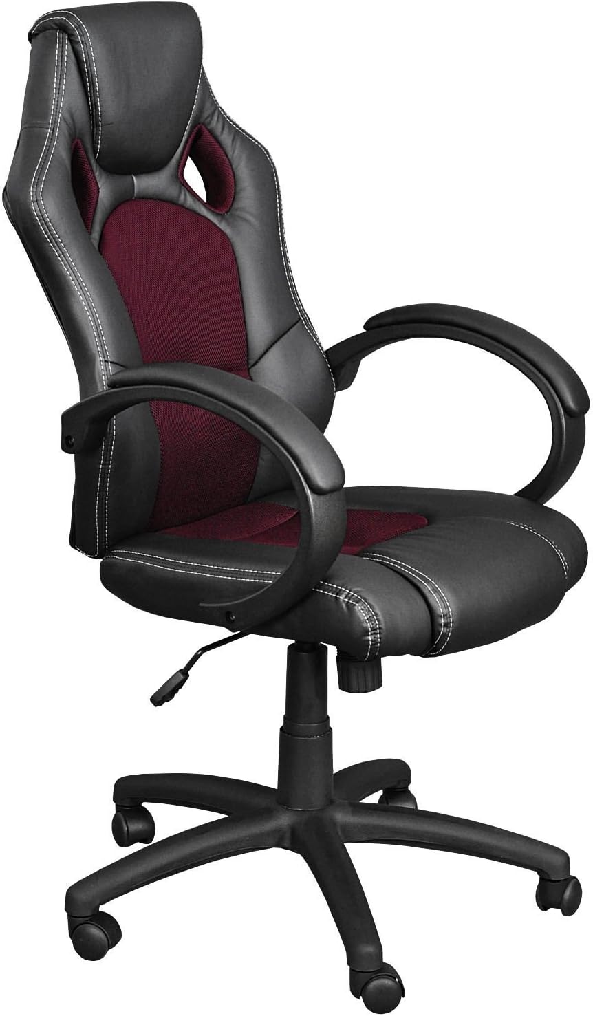 eMarkooz(TM) Desk Chair Executive Office Swivel Chair Mesh Chair Padded Computer PC Desk Chairs Adjustable Armchair (Dark red)