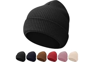 Kids Winter Beanie Hat - Toddler Youth Boys Girls Knit Warm Soft Cozy Cap for Autumn Classic Slouchy Cuffed Cap
