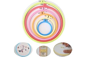 6Pcs Round Embroidery Hoop Set, Plastic Cross Stitch Frame, Colourful Embroidery Frames for DIY Embroidery and Cross Stitch,H