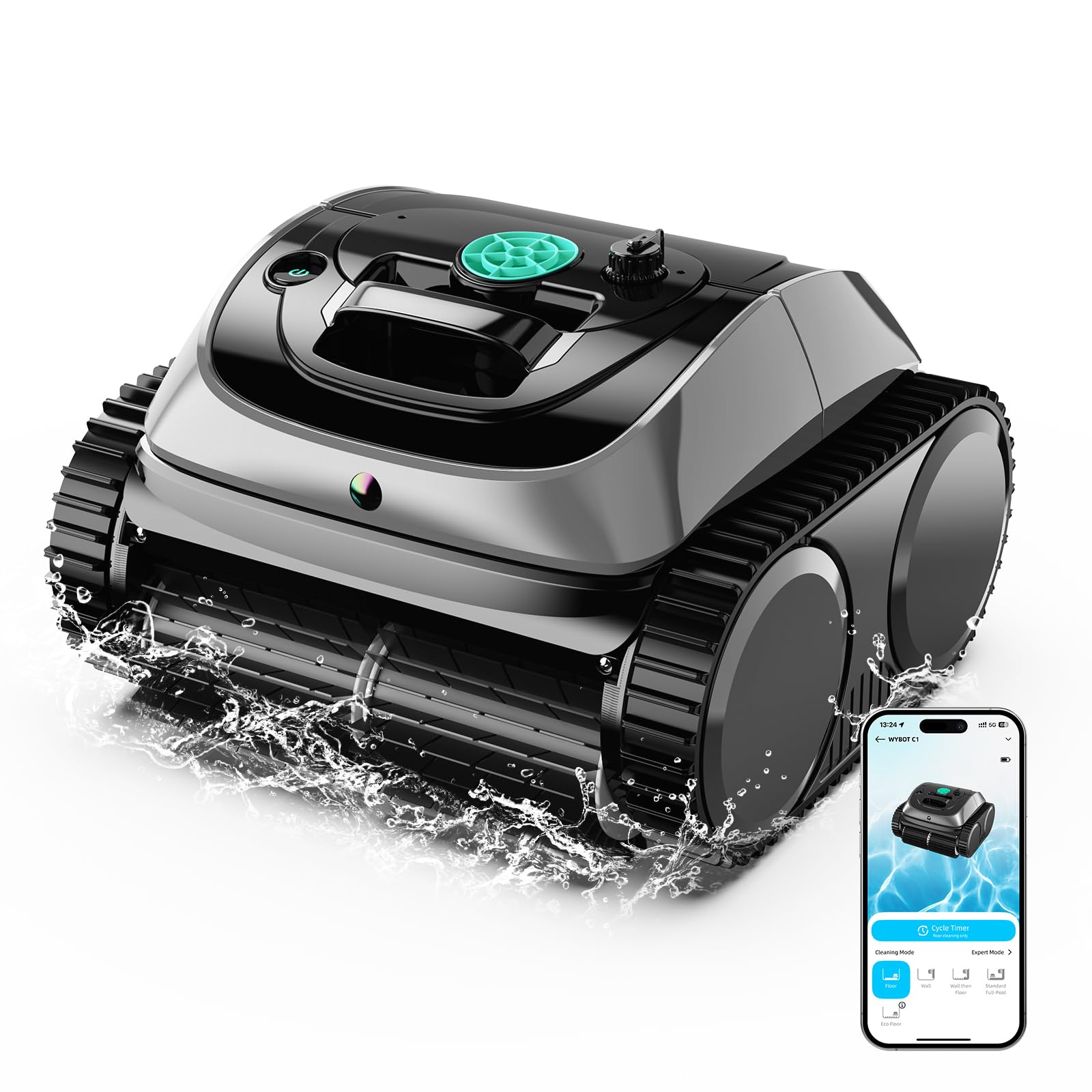 Photo 1 of (2026 Upgrade) WYBOT C1 Pool Robot Vacuum for Inground Pools, 4-in-1 Cordless Robotic Pool Cleaner Lasts 150min, Triple-Motor up to 1,614 Sq.ft, Smart APP Support, Auto Wall & Waterline Cleaning
