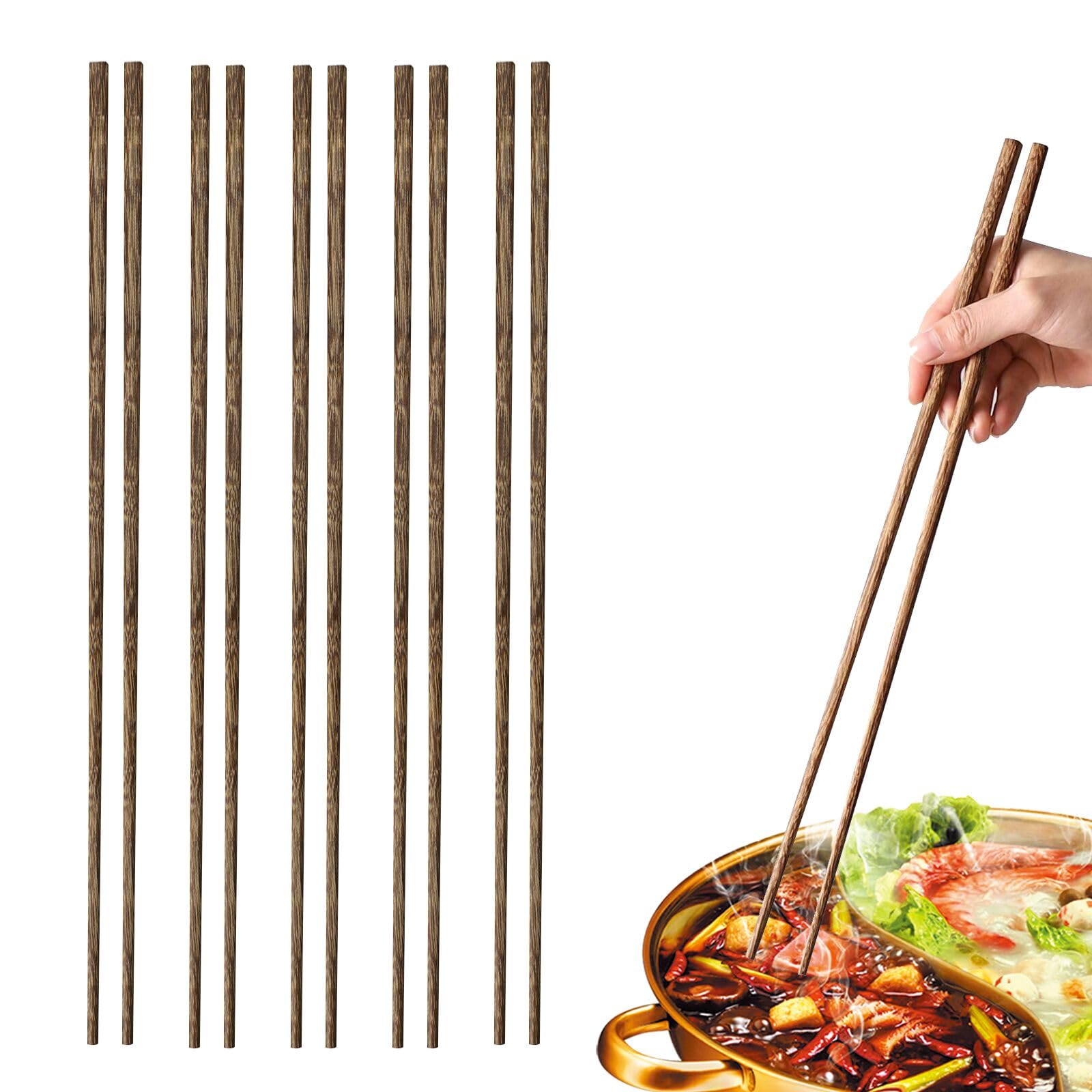 Cooking Chopsticks Long, 4 Pairs 42cm/16.5in Wooden Cooking Chopsticks Reusable Kitchen Chopsticks for Hot Pot Noodles Frying Stirring