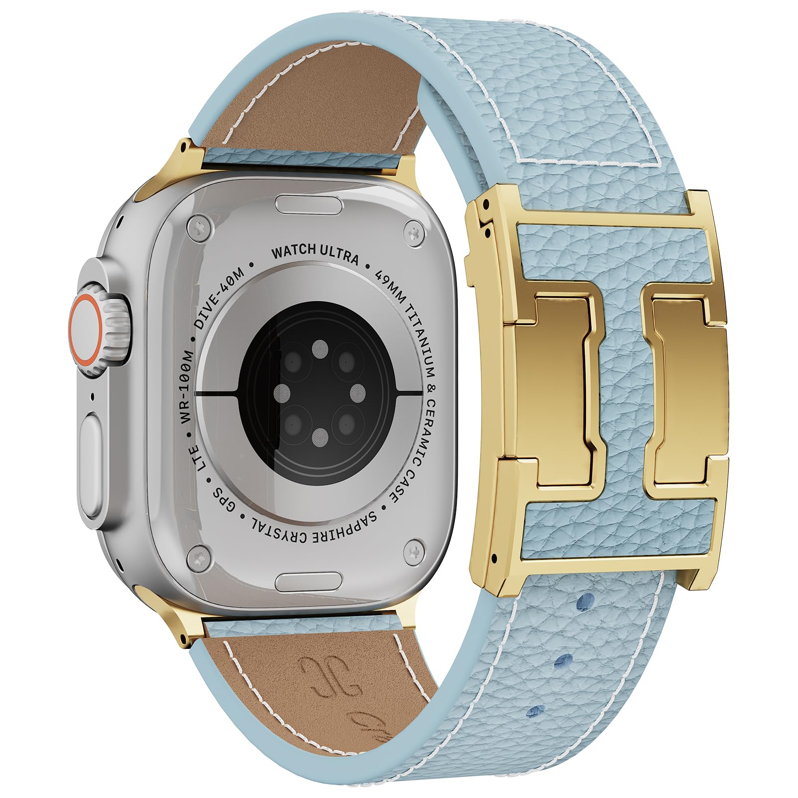 Genuine Leather Band Compatible with Apple Watch 49mm 46mm 45mm 44mm for Men,Leather Replacement Strap with Magnetic Buckle for iWatch Ultra 2/Ultra Series10 9 8 7 6 5 4 SE