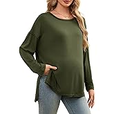 Smallshow Women's Long Sleeve Maternity Shirts Loose Tunic Pregnancy Tops