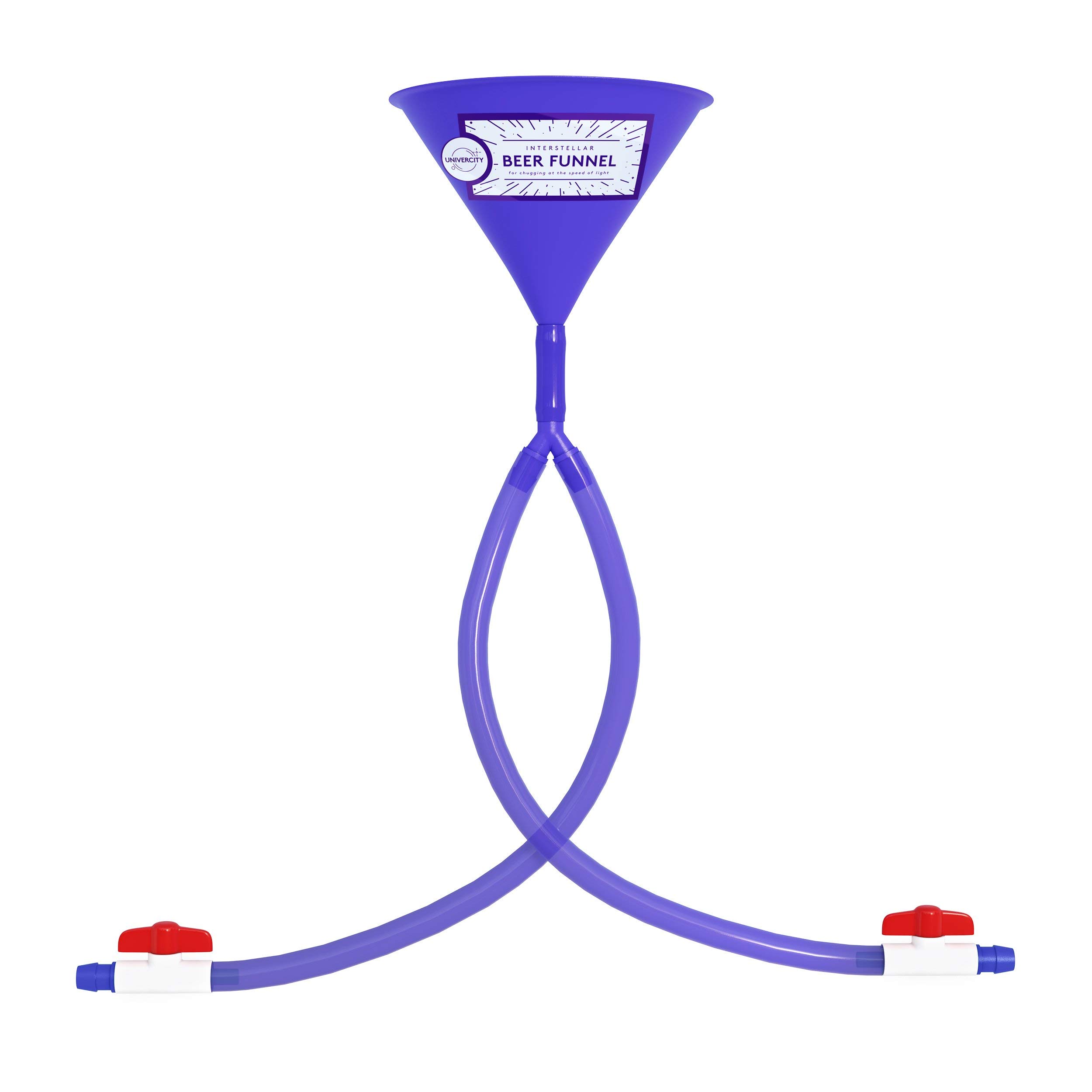 Beer Bong Double Header - Best Double Beer Funnel with Valves for College Parties - 2 Foot Blue Beer Bong - by Univercity