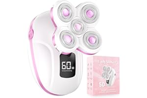 FISHCOVERS Electric Razors for Women, Rechargeable Rotary Painless Shaver for Legs Bikini Facial Hair Removal, Cordless Womens Trimmer for Lady Grooming, Body Wet/Dry Razor Water Resistant Grooming Kit (Cherry)