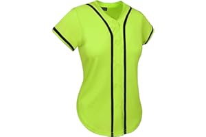 Hat and Beyond Womens Baseball Jersey Button Down Tee Short Sleeve Softball Active Shirts Made in USA