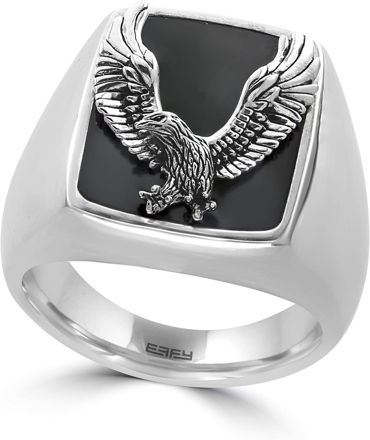 Effy 925 Sterling Silver Onyx Eagle Ring, 5.5 TCW
