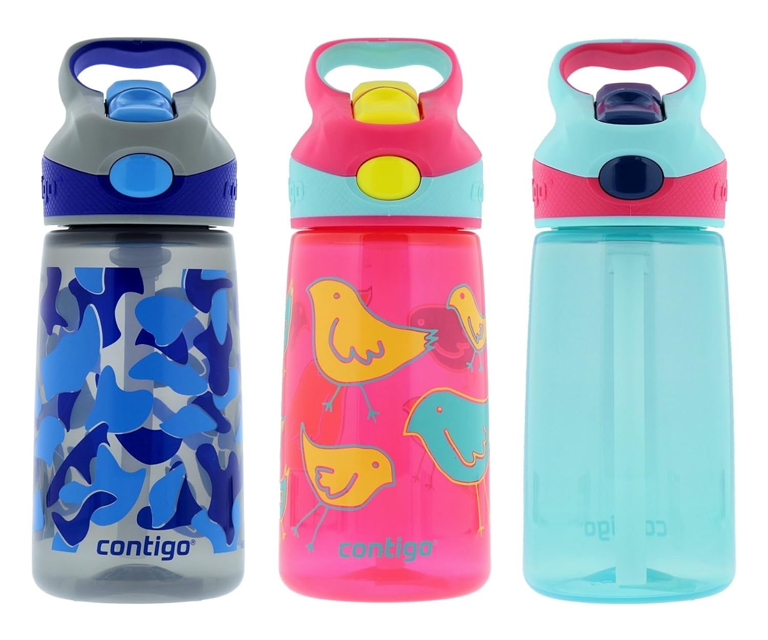 Contigo 14oz Autospout Striker Kids Water Bottle, Electric Blue Camo