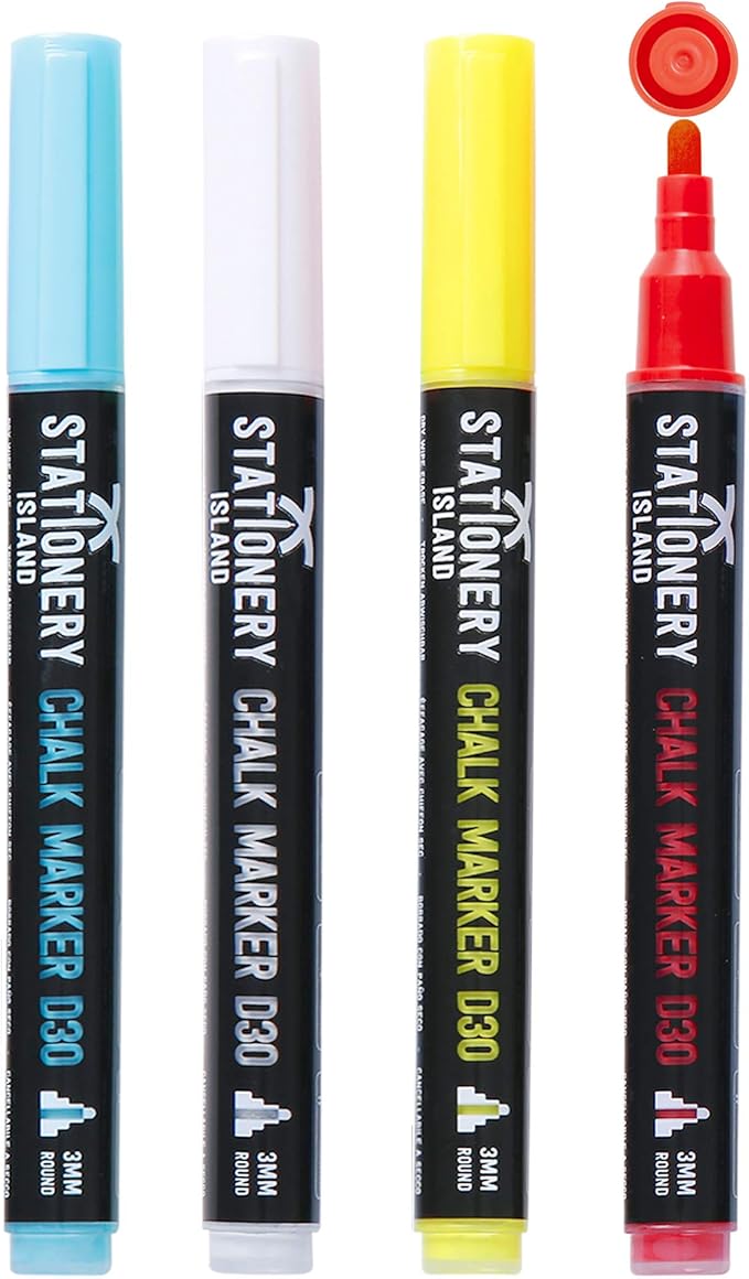 Stationery Island Pennarelli a Gesso Liquido D30 Set Di 4 Essenziale