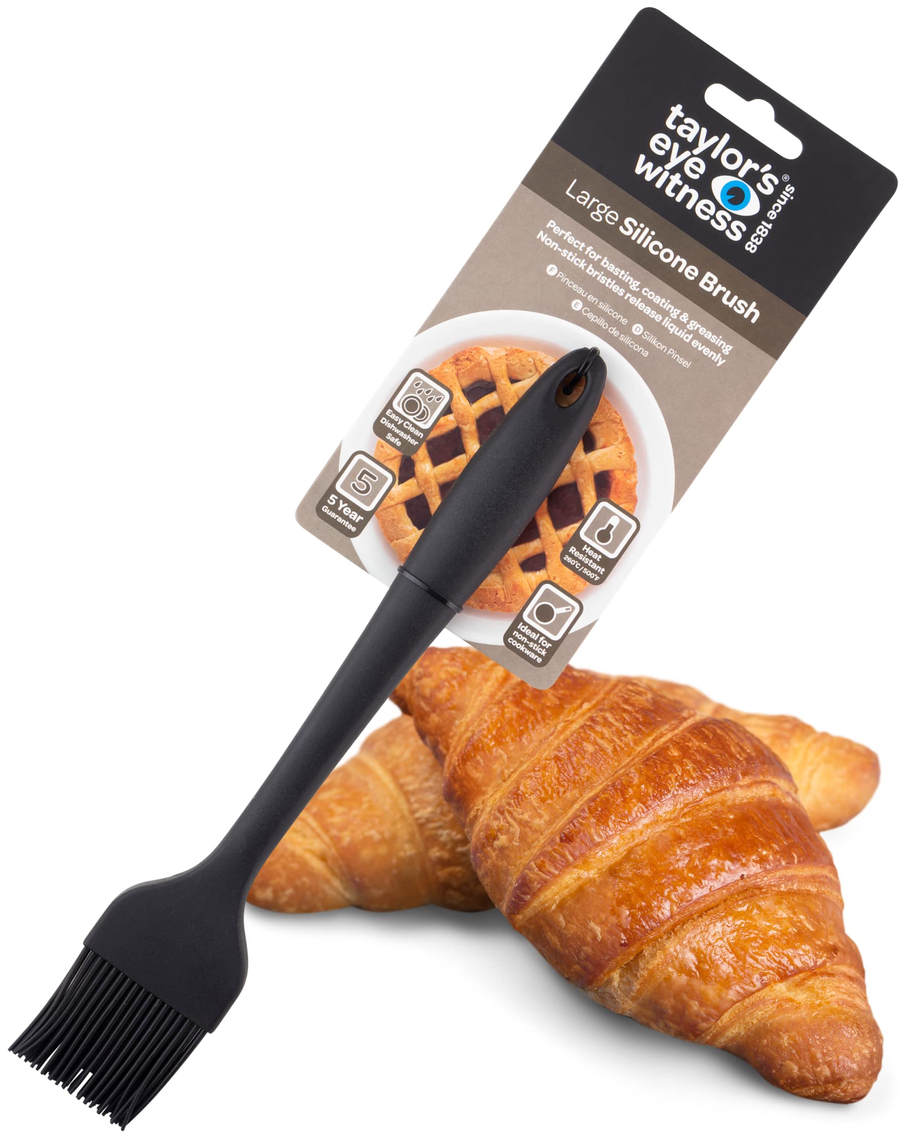 Taylors Eye Witness Black Silicone Large Basting & Coating Brush - Dishwasher Safe, Heat Resistant (260°C/500°F)