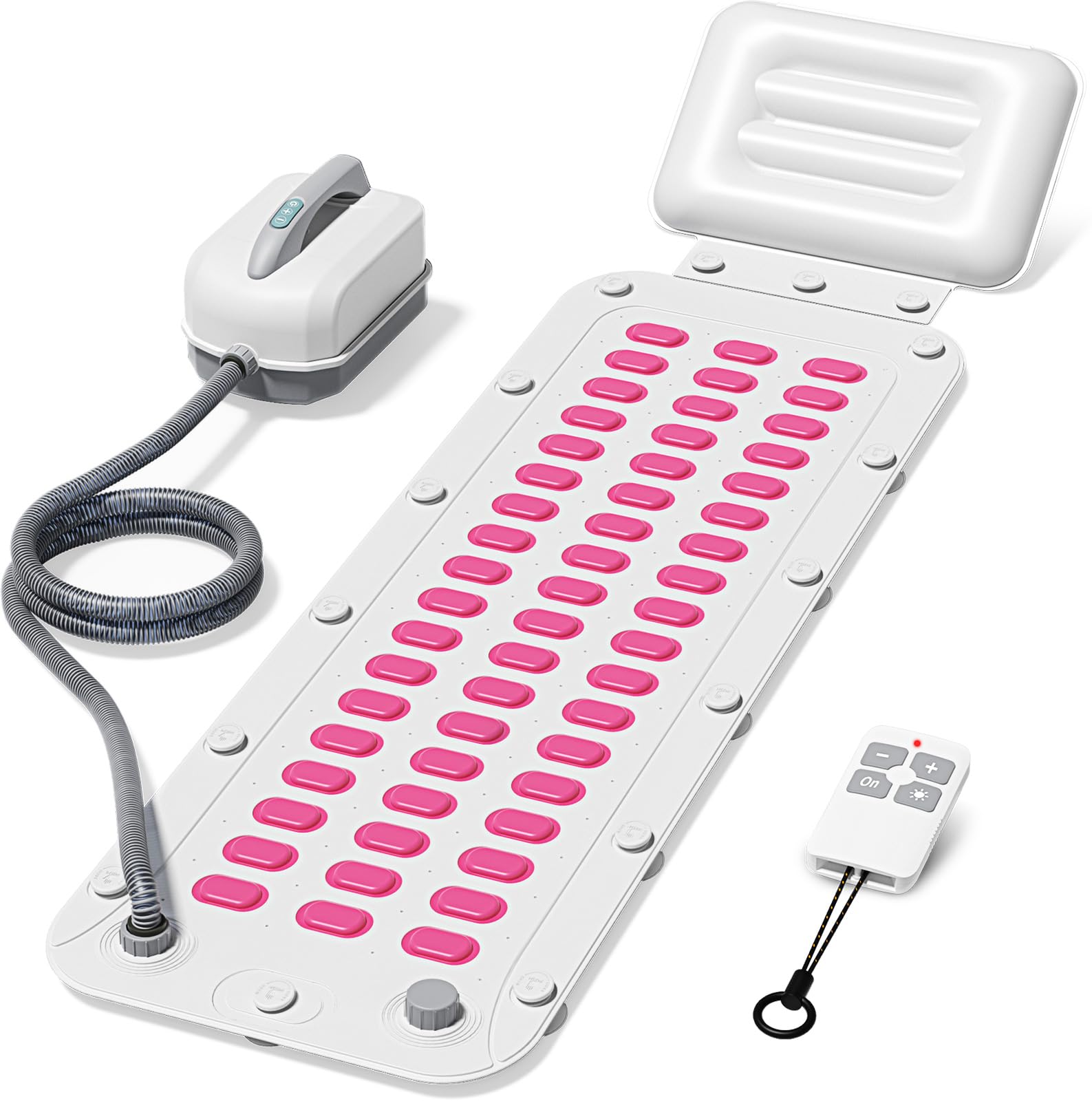Photo 1 of Portable Spa Bubble Bath Massager,Full Body Waterproof Spa Mat for Bathtub, 6-Speed Bubbles, Remote Control & Non-Slip Suction Cups for Home Relaxation(Pink)