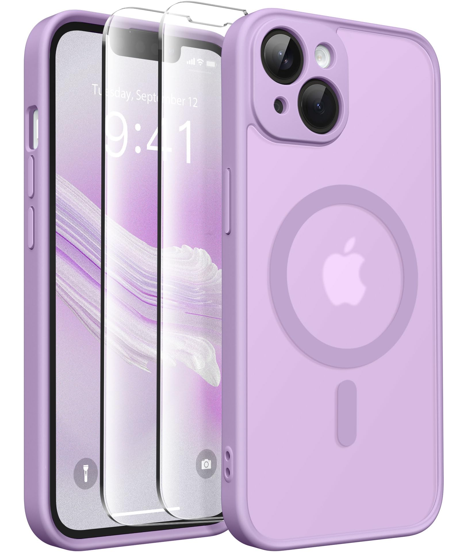 CAPRARO Magnetic for iPhone 14 Pro Max Case, [Compatible with MagSafe] [Full Camera Protection] [14FT Drop Protection] Shockproof Protective Slim Translucent Matte Phone Case,Elegant Purple
